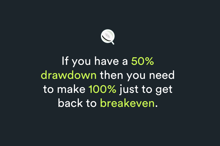 Quote on if you have a 50% drawdown you need to make 100% to breakeven